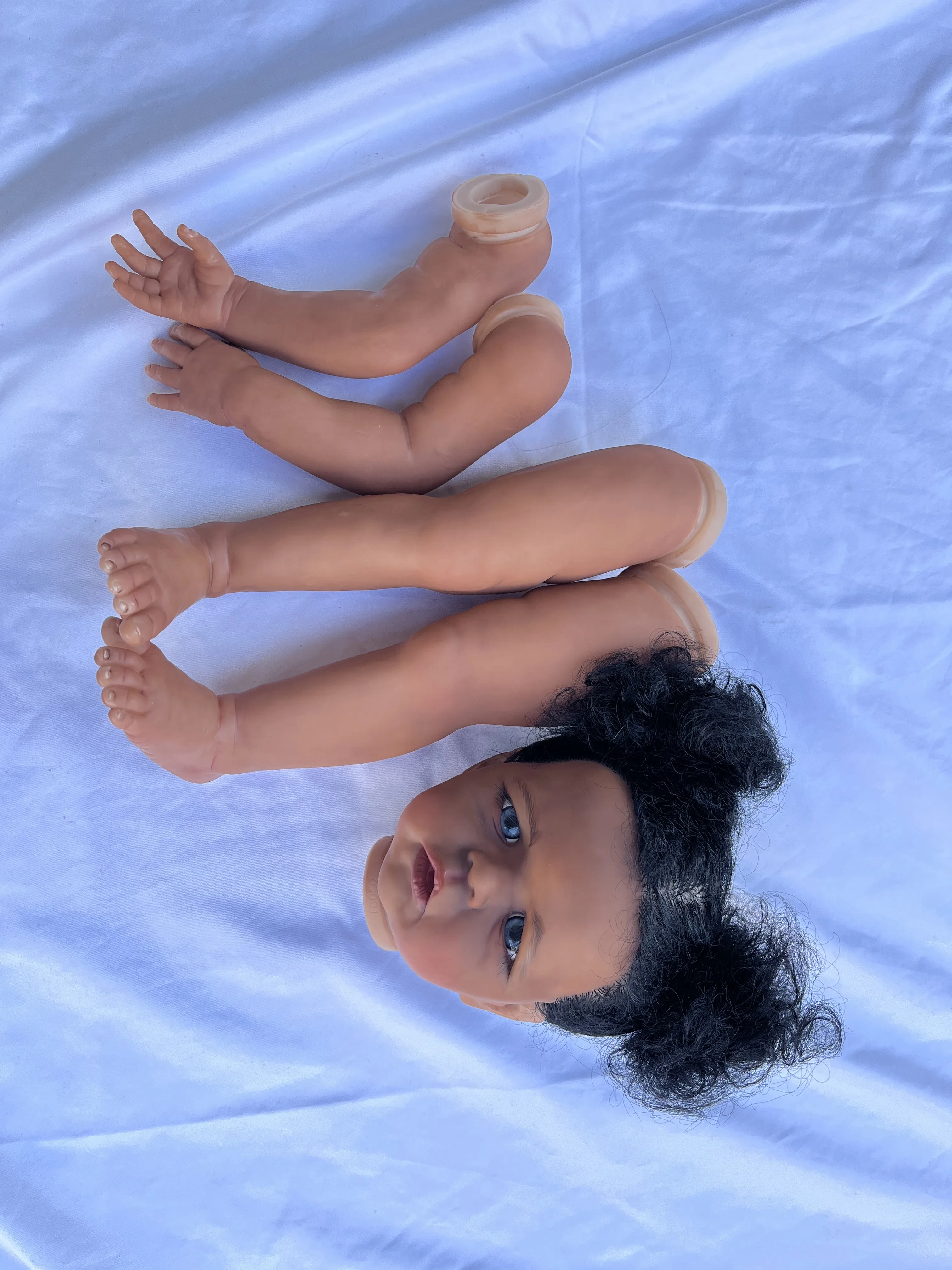 FBBD Customized Limited Supply 25inch Reborn Baby Doll Sandie Dark Skin Painted Kit DIY Part With one standing Legs