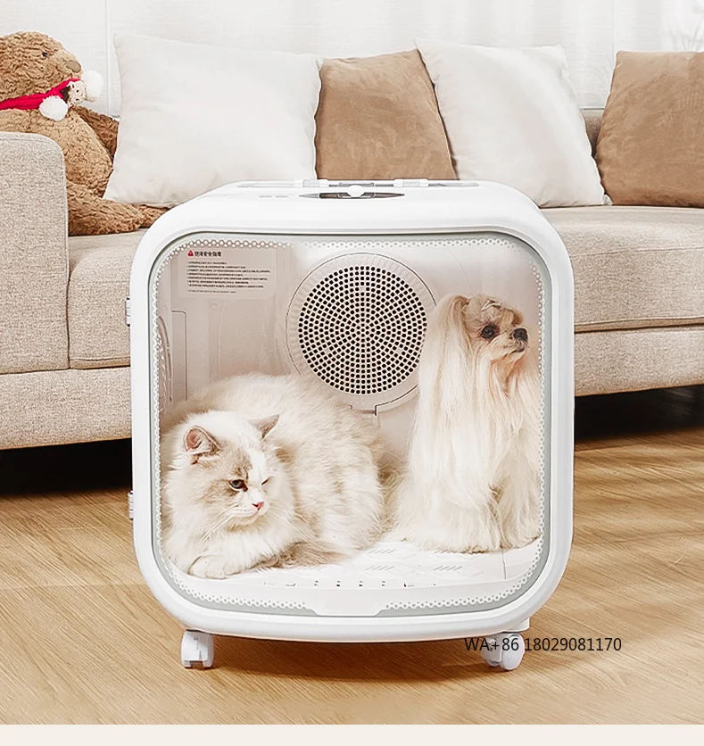 

Вместимость Ультра тихая быстрая коробка для сушки волос для домашних животных Smart App Control и 360° ° Сушилка для домашних животных Автоматическая сушилка для кошек Коробка 75л Очень большая