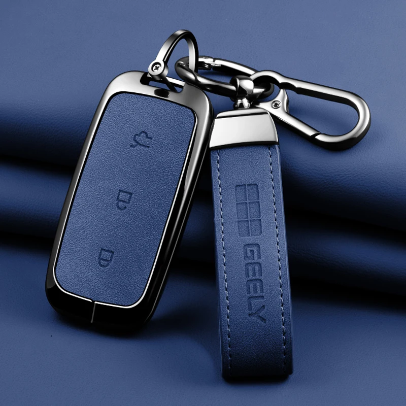 Geely Galaxy L7 EX5 E5 L6 EMI NO.1 Proton E.MAS 7 5 E8 Starry 8 Cityray Keychain Zinc Alloy Leather Car Key Case Case Key Case