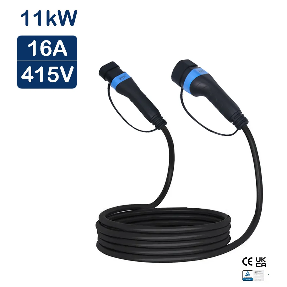 Fisher 11kw Three Phase Plug 16A EV Charger Cable Car Type 2 to Type 2 EV Charging Connector