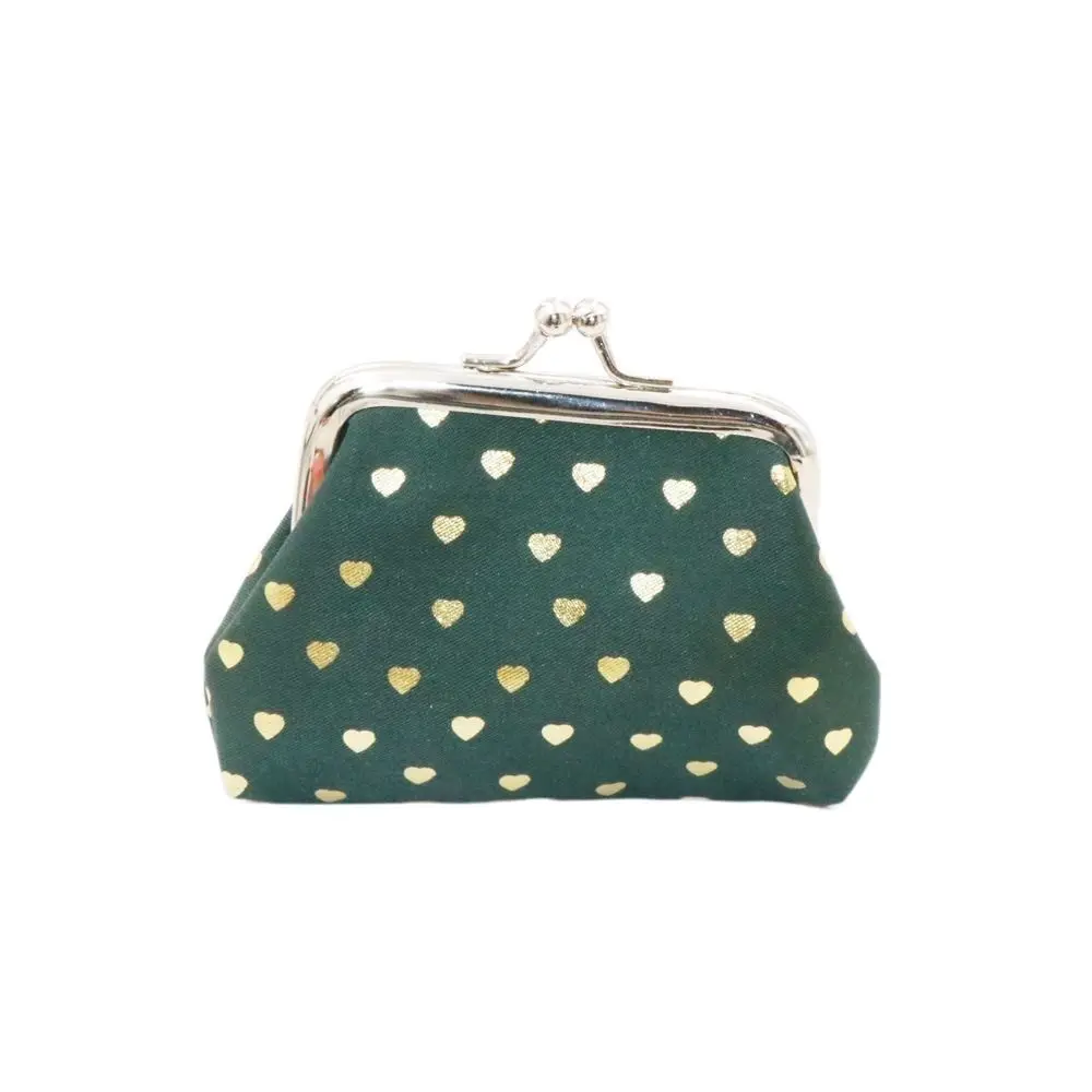 Cosmetic Clutch Kiss Lock Wallet Metal Heart Print Coin Pouch Foldable Portable Buckle Mini Wallet Travel