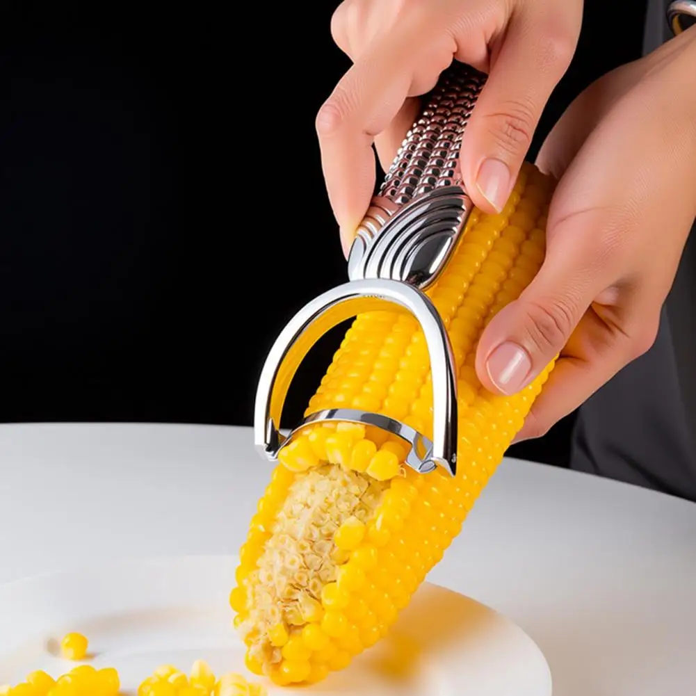 Manual Corn Peeler Zinc Alloy Corn Kernels Stripper with Serrated Blade Corn on The Cob Stripper Tool Kitchen Gadget