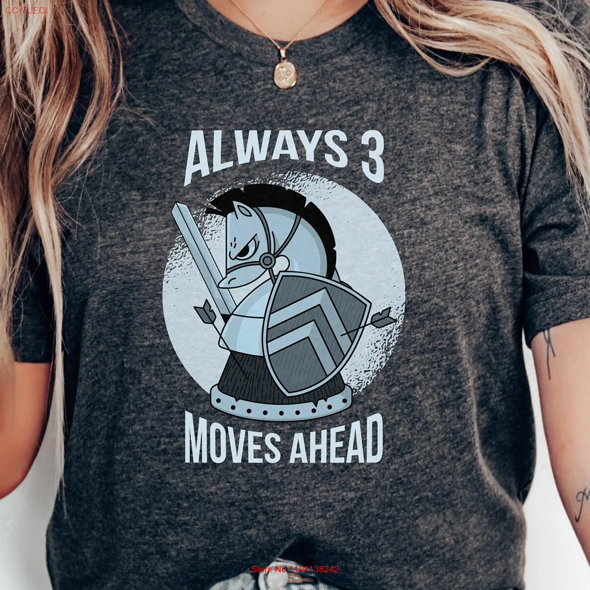 Always 3 Moves Ahead T Shirt Funny Chess Quirky Board Game for Lovers Enthusiasts Players long or short sleeves