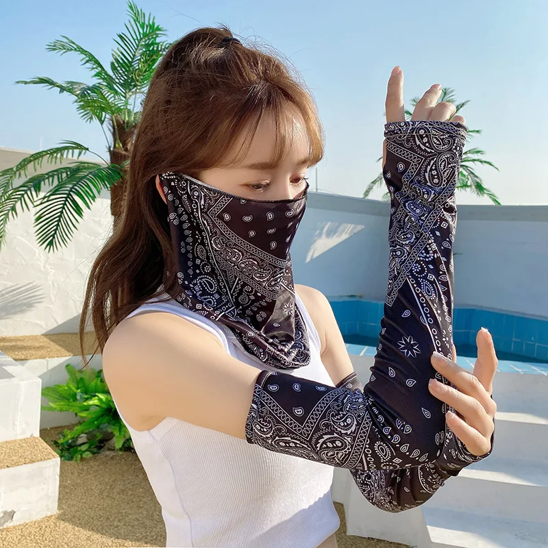 UV Protection Cycling Neck Protection Mask Sunscreen Cashew Flower IIce Sleeve Arm Sleeves Arm Guard Ice Silk Covers Oversleeve