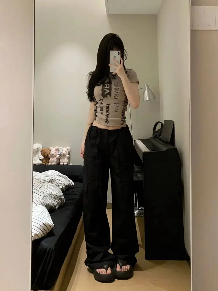 Y2k Goth Short Punk Style T-shirt Fairycore O Neck Half Sleeve Vintage Crop Top Slim Personalized Minority Women Clothing
