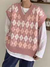 Vintage Pink Argyle Sweater Cardigan #2