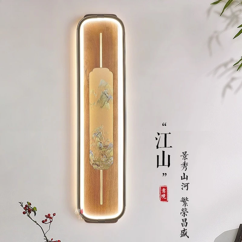 New Chinese wall lamp Chinese style zen bedroom bedside lamp living room TV background wall lamp enamel color 2025 new