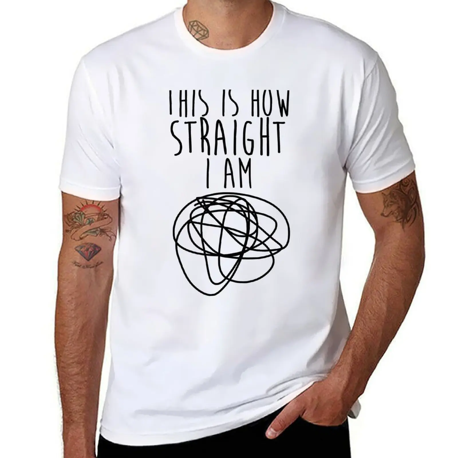 How Straight I Am T-Shirt men t shirt cotton 100% funny t shirts man man t shirts high quality luxury brand T-shirt