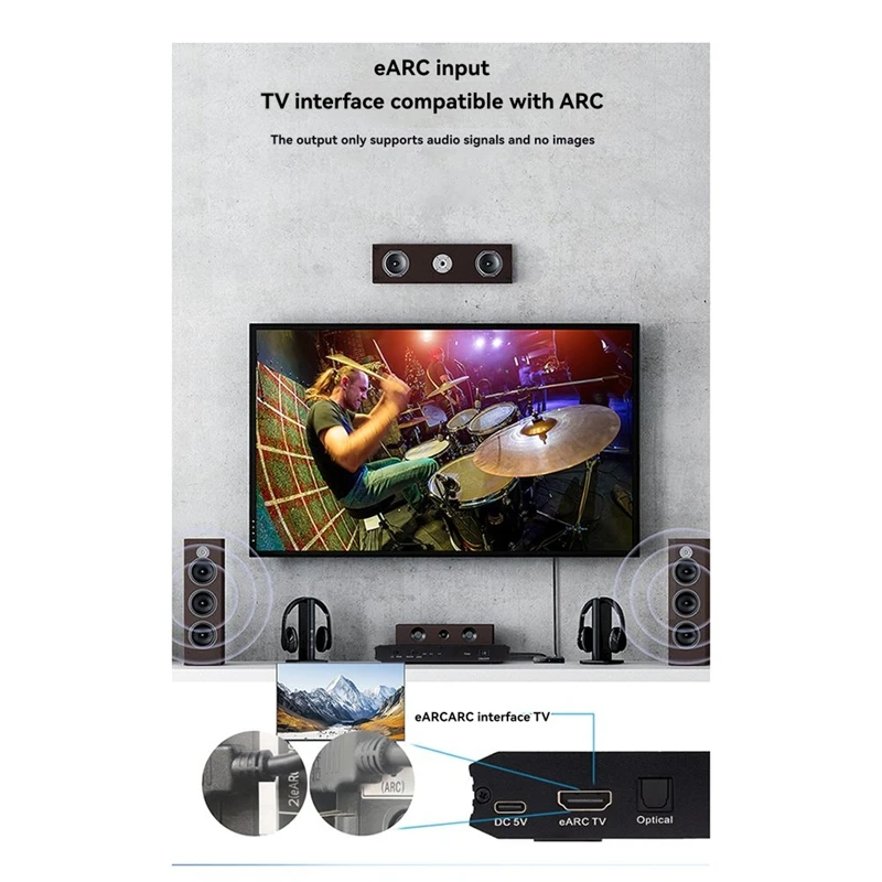 TV Optical Fiber EARC5.1 Audio Decoder Supports -Compatible Output 7.1 Channels to Connect to Power Amplifier Audio-ELEC