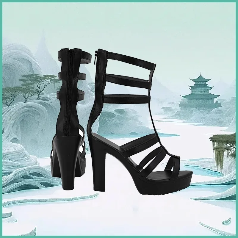 Buty do cosplayu P5 Tae Takemi, ręcznie robione, ze sztucznej skóry, kostiumowe botki, sandały na wysokim obcasie