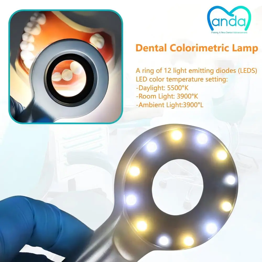 3-Mode Dental Shade Matching Light with 12 LEDs & CRI 92, Standardizes Tooth Color Analysis for Dental Clinics