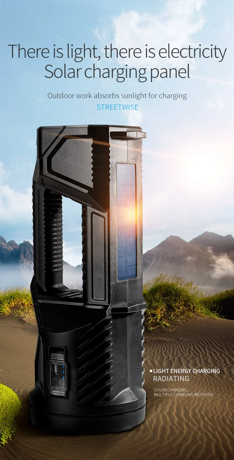 Powerful Spotlight Portable Searchlight Large Capacity Lithium Battery Rechargeable Lamp With Power Bank Function Flashlight