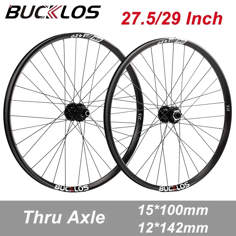 BUCKLOS 27.5/29 Inch  Mountain Bike Wheels 15*100mm 12*142mm Thru Axle Mtb Wheelset 32H Bicycle Wheel Rims 8/9/10/11 Speed