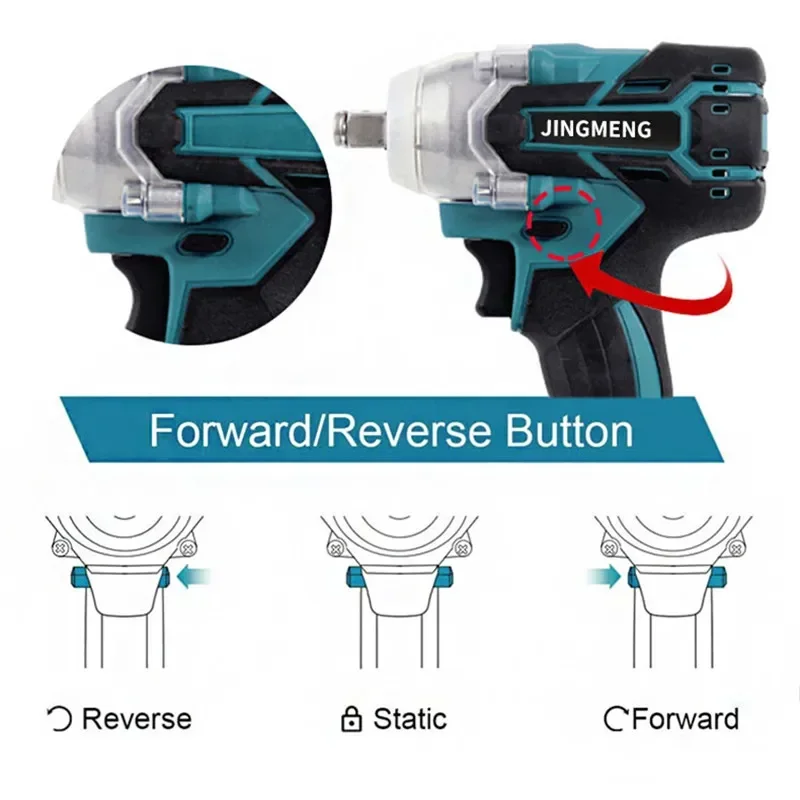 Chave de Impacto Elétrica Cordless, Brushless Broca Mão, Soquete Ferramenta Elétrica para Makita, Bateria 21V