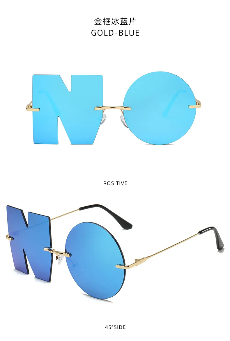 �NO"! Styling-Sonnenbrillen, modische Sonnenbrillen, Metall-Brillengestelle, bunte Brillengläser, Alien-Brillen – Detail 11