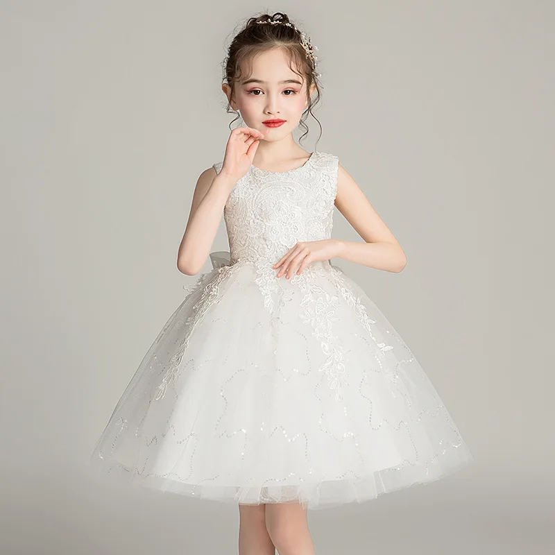 Summer Floral Lace Appliques Beading Beading Length Pageant First Communion Girls Campus Graduation Ceremony Ball Party Dress