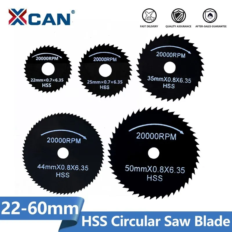 XCAN Circular Saw Blade 36T/48T/72T HSS Mini Saw Blade for Jewelry Aluminum Plastic Cutting Wood Cutting Disc 22-60mm