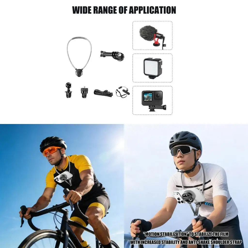 193A Comfortable Neck Band For Action Cameras Provides Easy Wear And Balanced Video Recording
