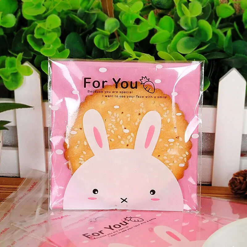 50pcs/lot DIY Cute Cartoon Candy Sweets Baking Snack Cookie Biscuit Bag Package For Festival Wedding Birthday Christmas Party