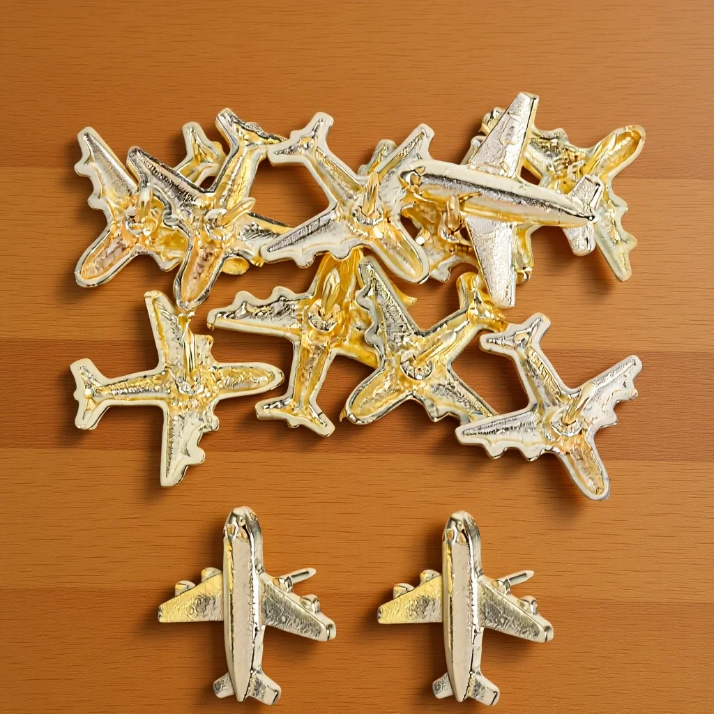 

12Pcs Airplane Shaped Push Pins 3D Metal Map Tacks Gold Decorative Pin for Bulletin Board Travel Map Display Office Supplies