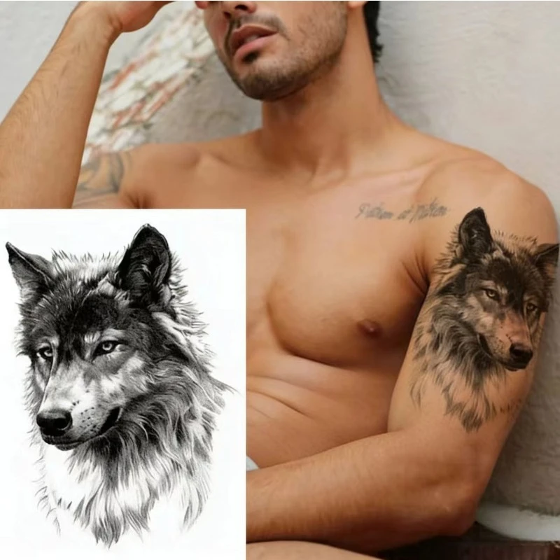 

Водостойкие временные татуировки для мужчин: тигр, лев, волк. Наклейки-тату для женщин и мужчин на руки, ноги, рукава, для макияжа тела.