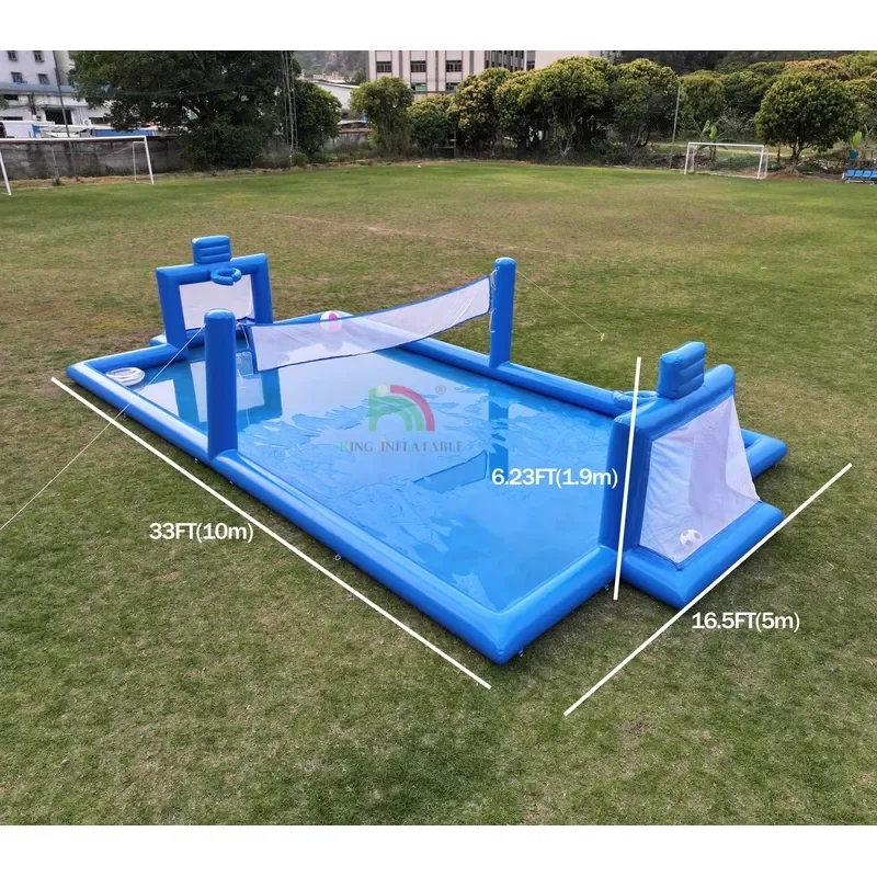 Inflatable Sport Game Blue PVC Inflatable Water Volleyball Net Field Soccer Field Arena Court Inflatable Soccer Court Field