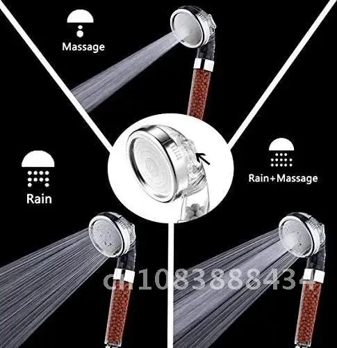 Showerhead 3 Modes Bath Shower Adjustable Jetting Shower Head High Pressure Saving water Bathroom Anion Filter Shower SPA Nozzle