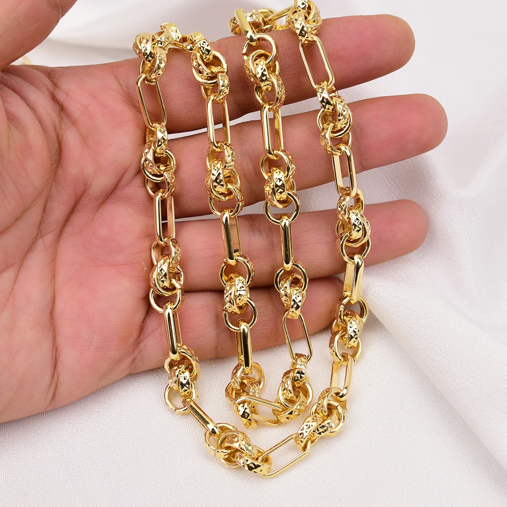 APDGG 2 Meters Bezel Set Gold Plated Copper Fashion Circle Chain Paperclip Neck Chain Pearl Necklace Bracelet Earring Making DIY