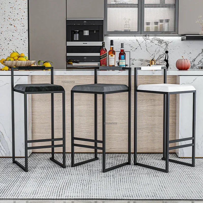 Nordic Bar Stool Chair Kitchen Island Modern High Feet Bar Chair Home Furniture Backrest Restaurant Bar Chairs B