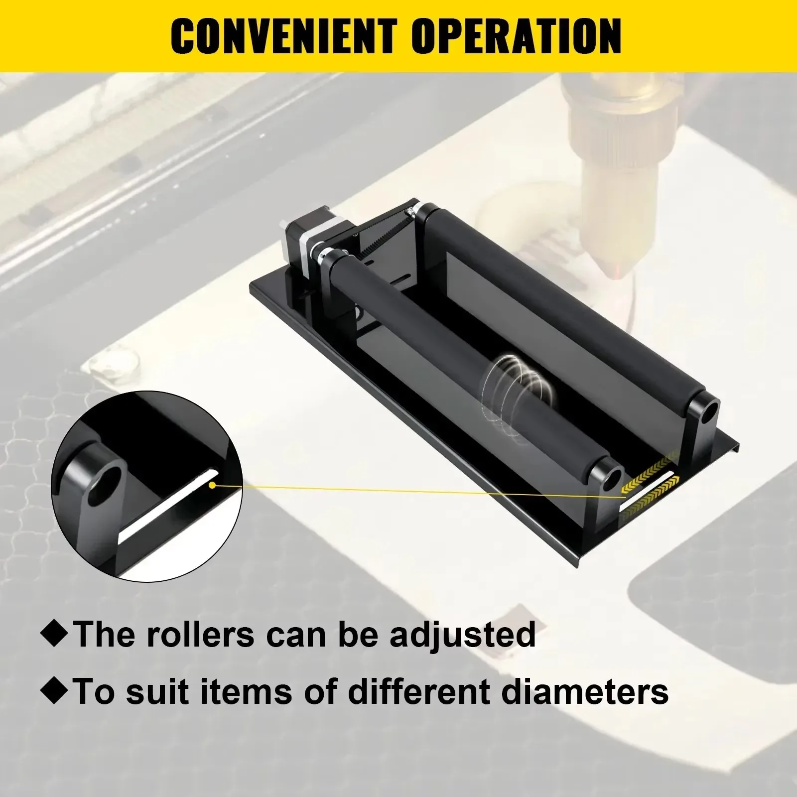 

SIHAO 4 Wheels Laser Rotary Axis Attachment Equipped with 42 Stepper Motor Rotary Roller Device for Laser Engraving Cutting Machine
