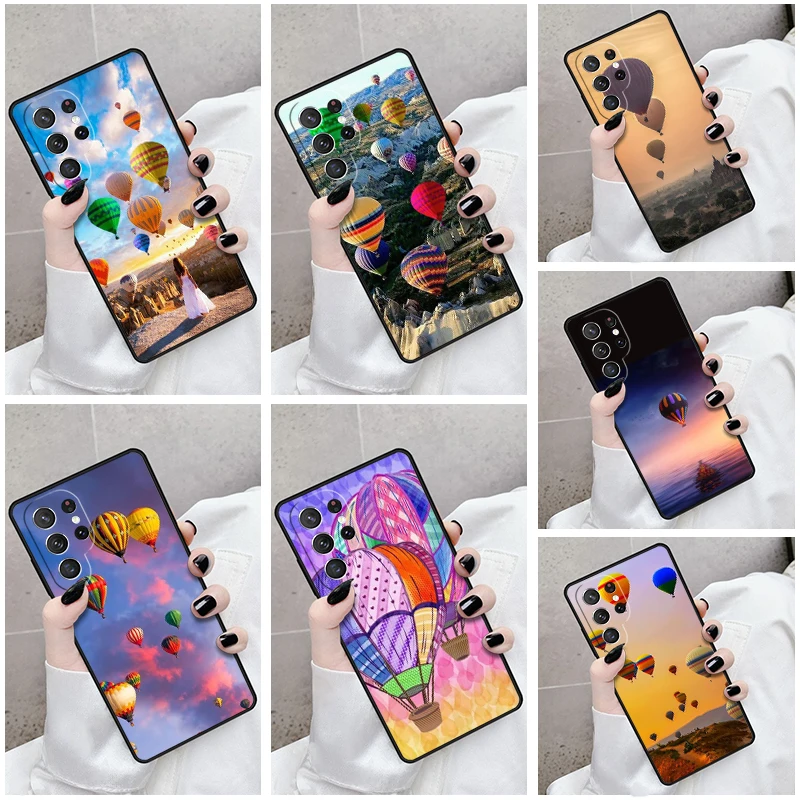 Phone Case For Samsung Galaxy S24 S23 S21fe S22 Ultra Plus Note 10 20 S8 S9 S10 Cover Hot Air Balloons Sunset