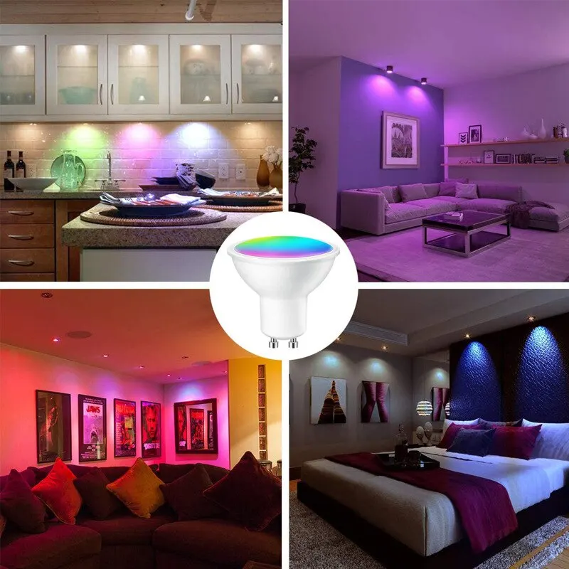 Lampada Bluetooth GU10 Lampadina intelligente Tuya RGB 220V Lampadine a LED Lampadina a LED intelligente 9W per Google Home Assistant