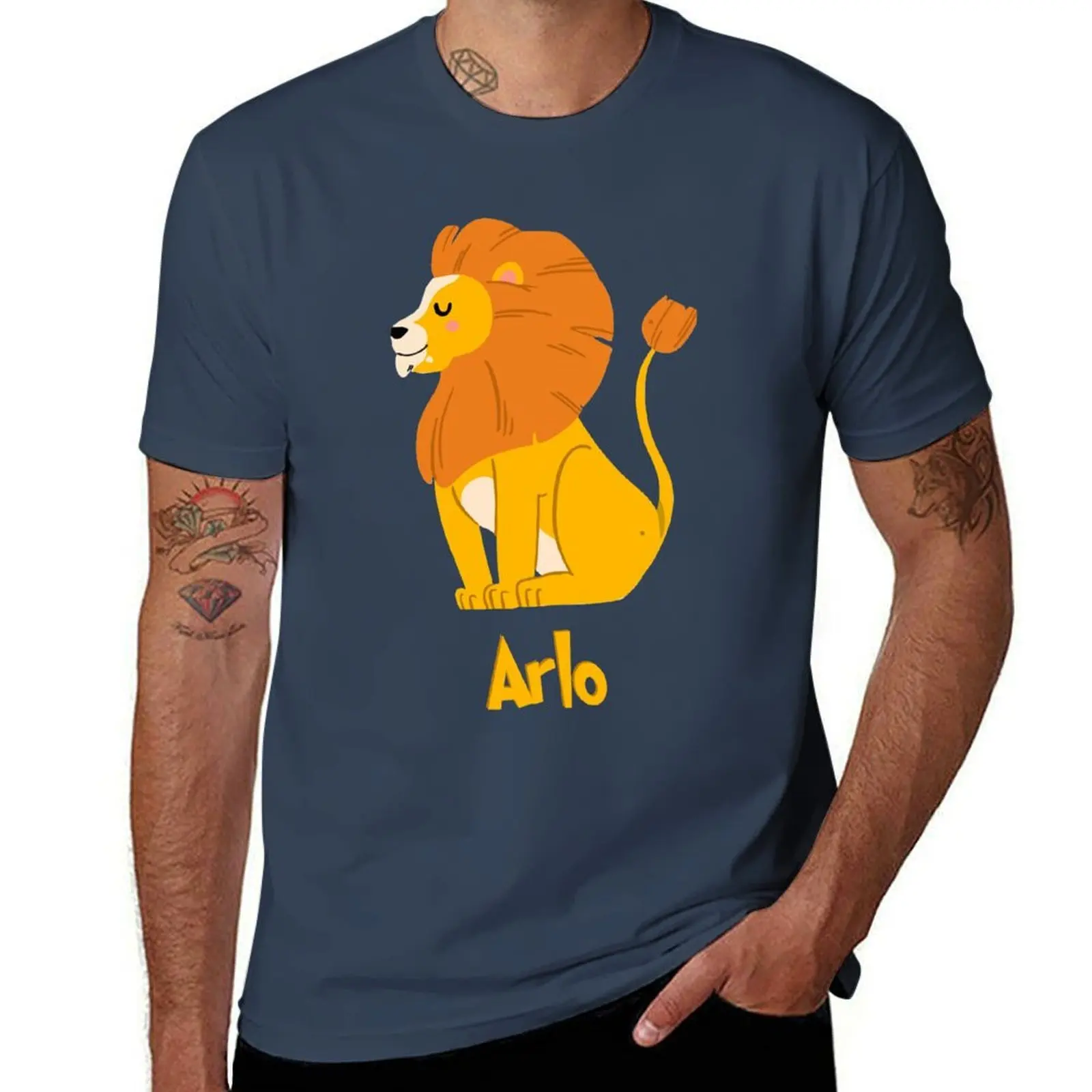 

Arlo Lion Baby Boy Wild Animal Name T-Shirt man t shirts for men cotton tshirt 100% man t shirt cotton high quality T-Shirt