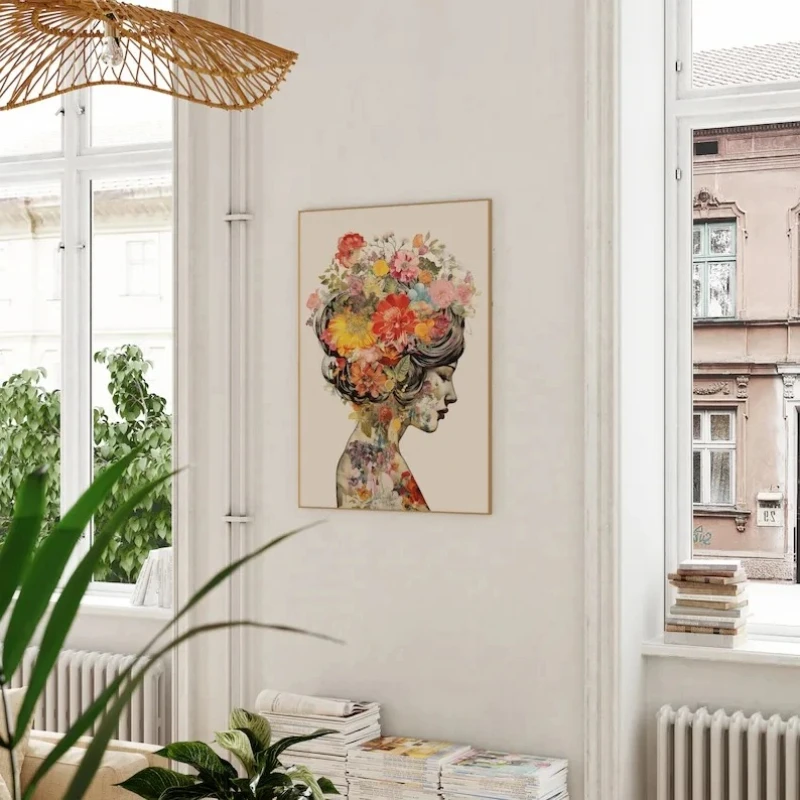 2026 Colorful Flower Botanical Heart Poster Vintage Anatomy Human Skull Medicine Canvas Painting Wall Art Dissecting Room Home D