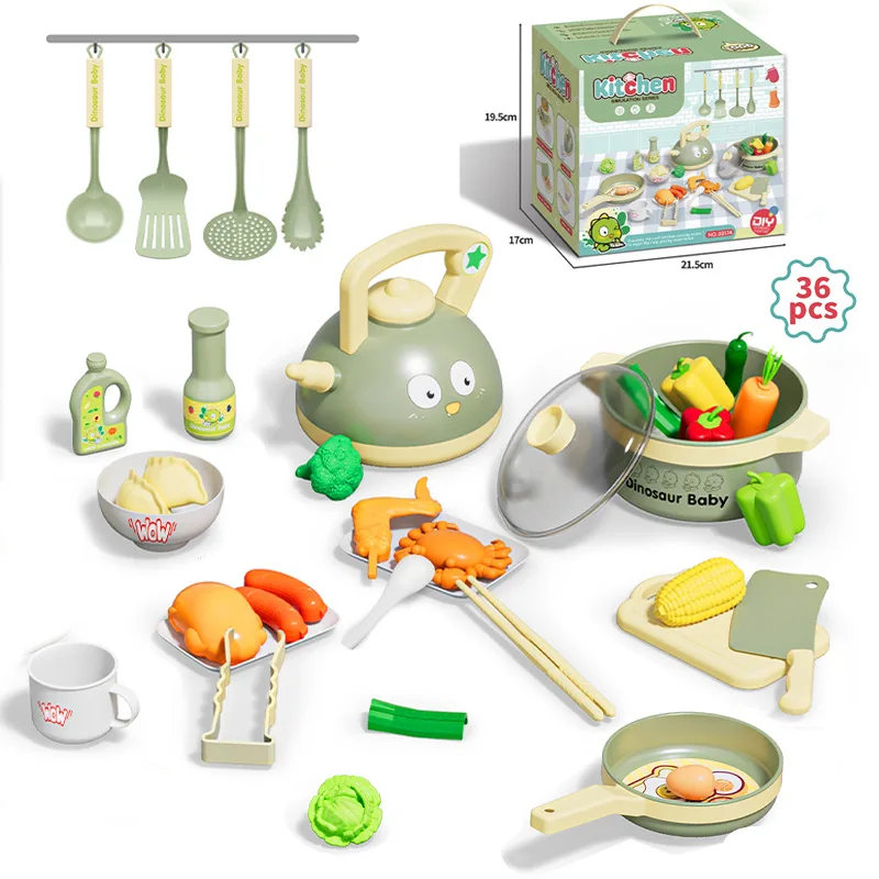 20개 어린이 모의 주방 장난감 창의적인 요리 냄비 세트 교육적 상호작용 역할 놀이 장난감 소녀 생일 선물
