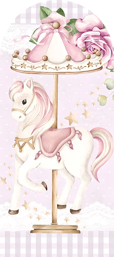 Mehofond كاروسيل قوس خلفية يغطي حفلة عيد ميلاد الطفل الوردي الأزرق لاستحمام الطفل 2-الجانب دُولابٌ دَوّار ديكور كيارا الخلفية