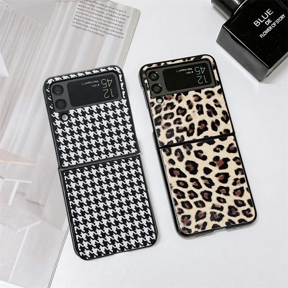 Shockproof PC Hard Back Cover Case Leopard Print Painted Skin For Samsung ZFlip 5 4 3 6ZFlip4 Case For Galaxy Z Flip 4 3 5 Case