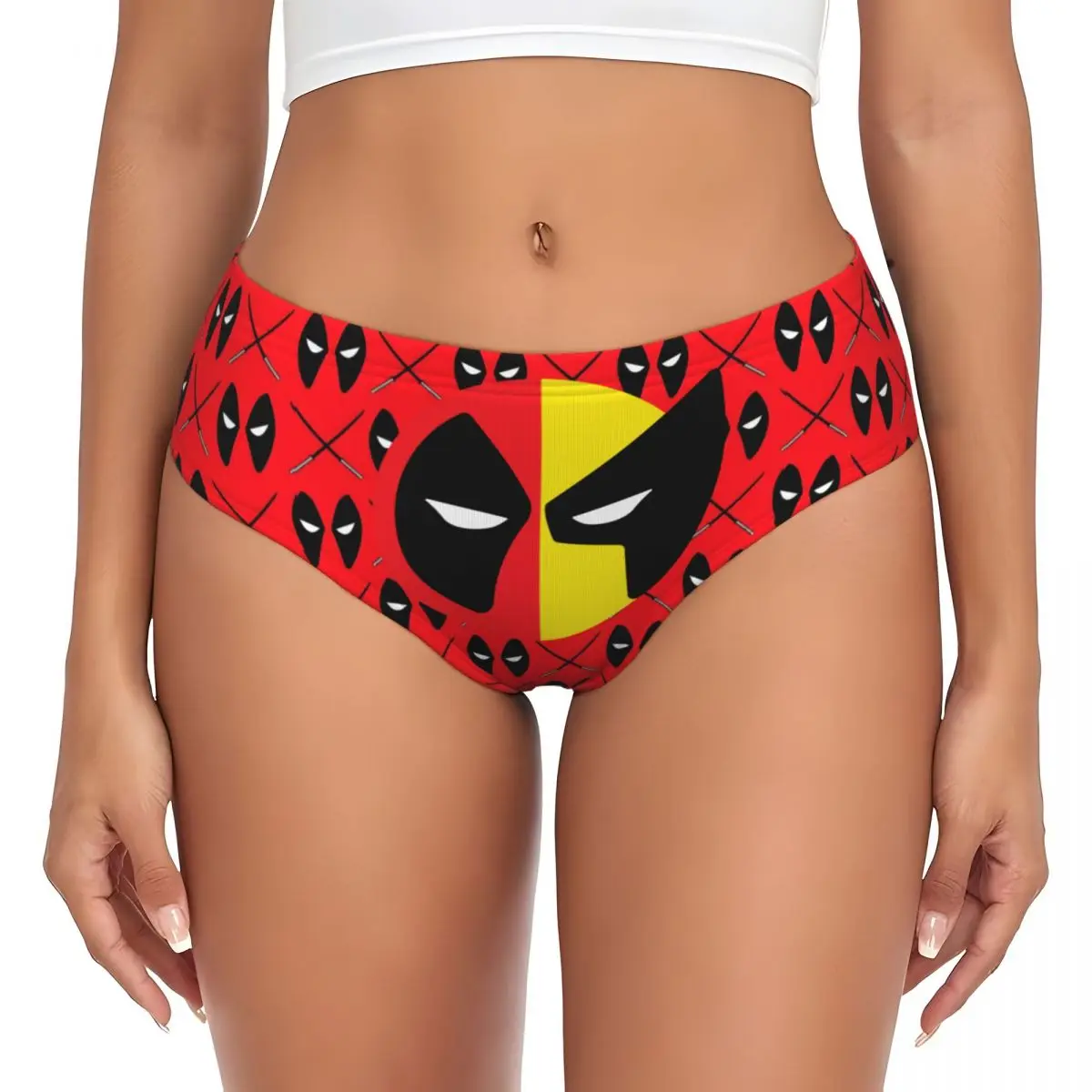 Ropa interior cómoda elástica transpirable de las mujeres de las bragas breves de los dibujos animados de las películas de Deadpool de encargo