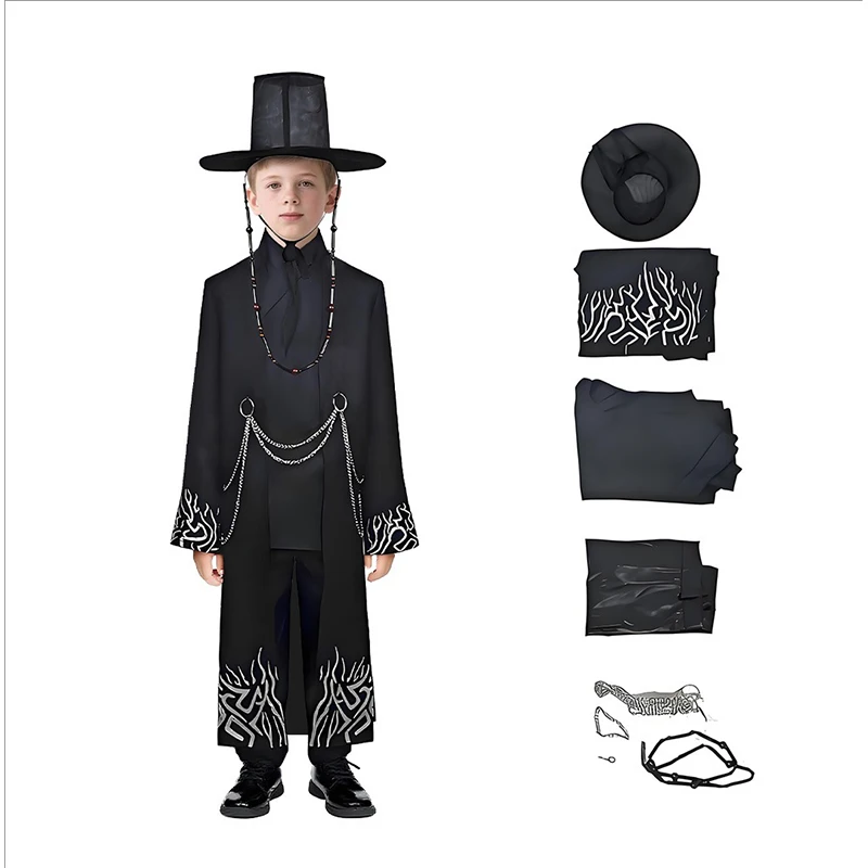 Disfraz de Jinu Saja para niños, disfraz de cazador de demonios, sombrero, abrigo, pantalones, traje, ropa de fiesta de grupo de Halloween