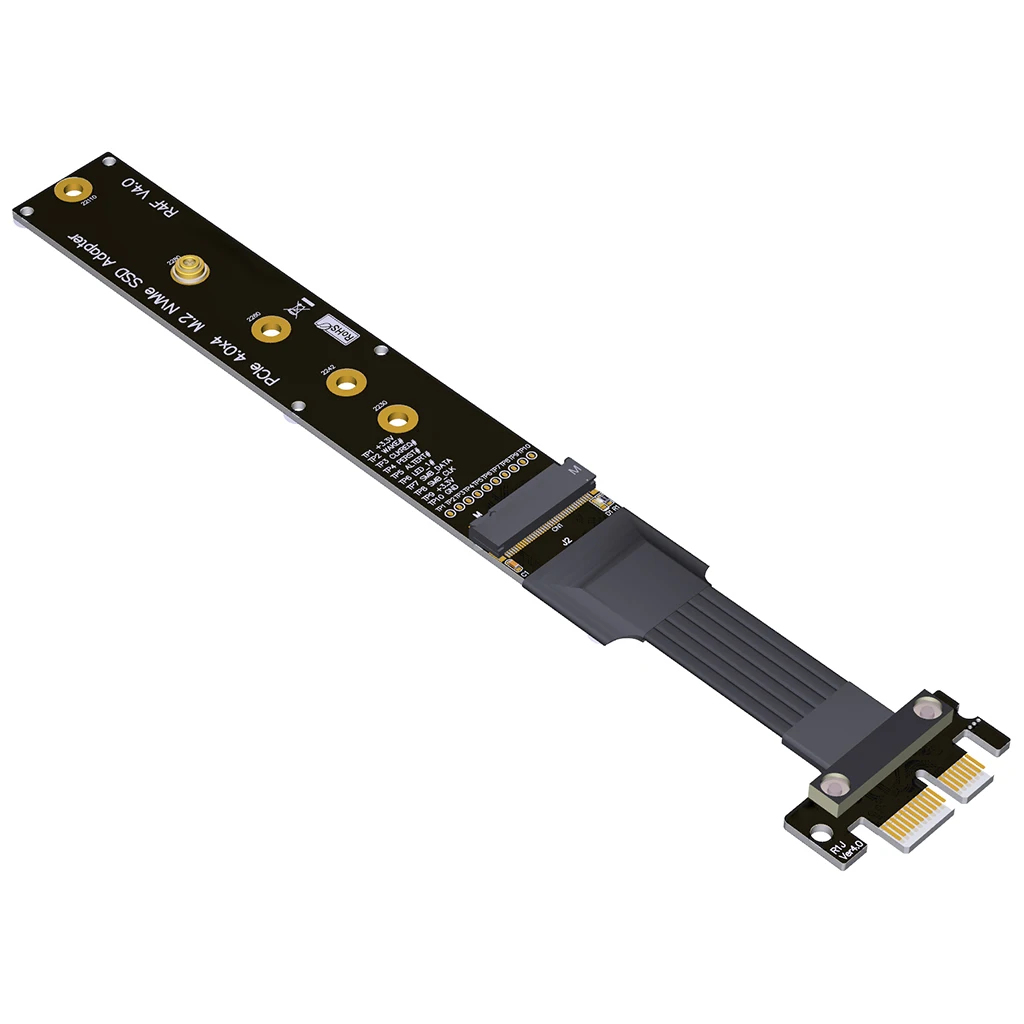 M.2 Key M SSD to PCIe 3.0 4.0 x1 PCI-Express Adapter Riser Card Flexible Flat Cable for M2 NVMe Solid State Extension Cable