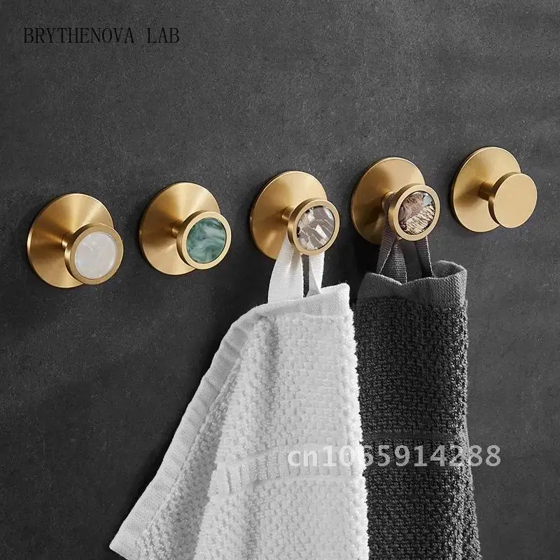 Brass Nordic Hooks Shell Adhesive Pastoral White Gold Bathroom Clothes Rack Towel Hallway Hooks Wall Kitchen Hangings Wall