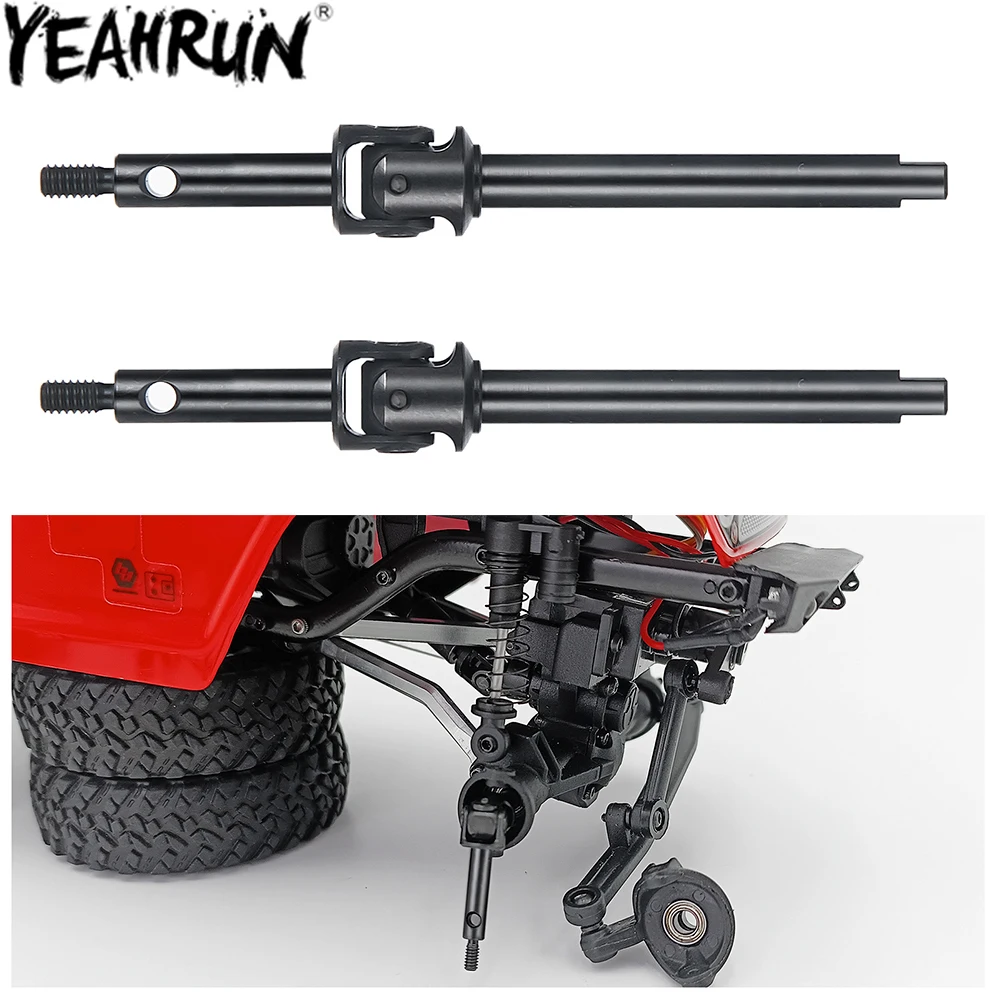 YEAHRUN 2PCS Steel Front Axle Drive Shaft 48.5/52.5mm for 1:24 RC Crawler Car Axial SCX24 All Series Upgraded Parts