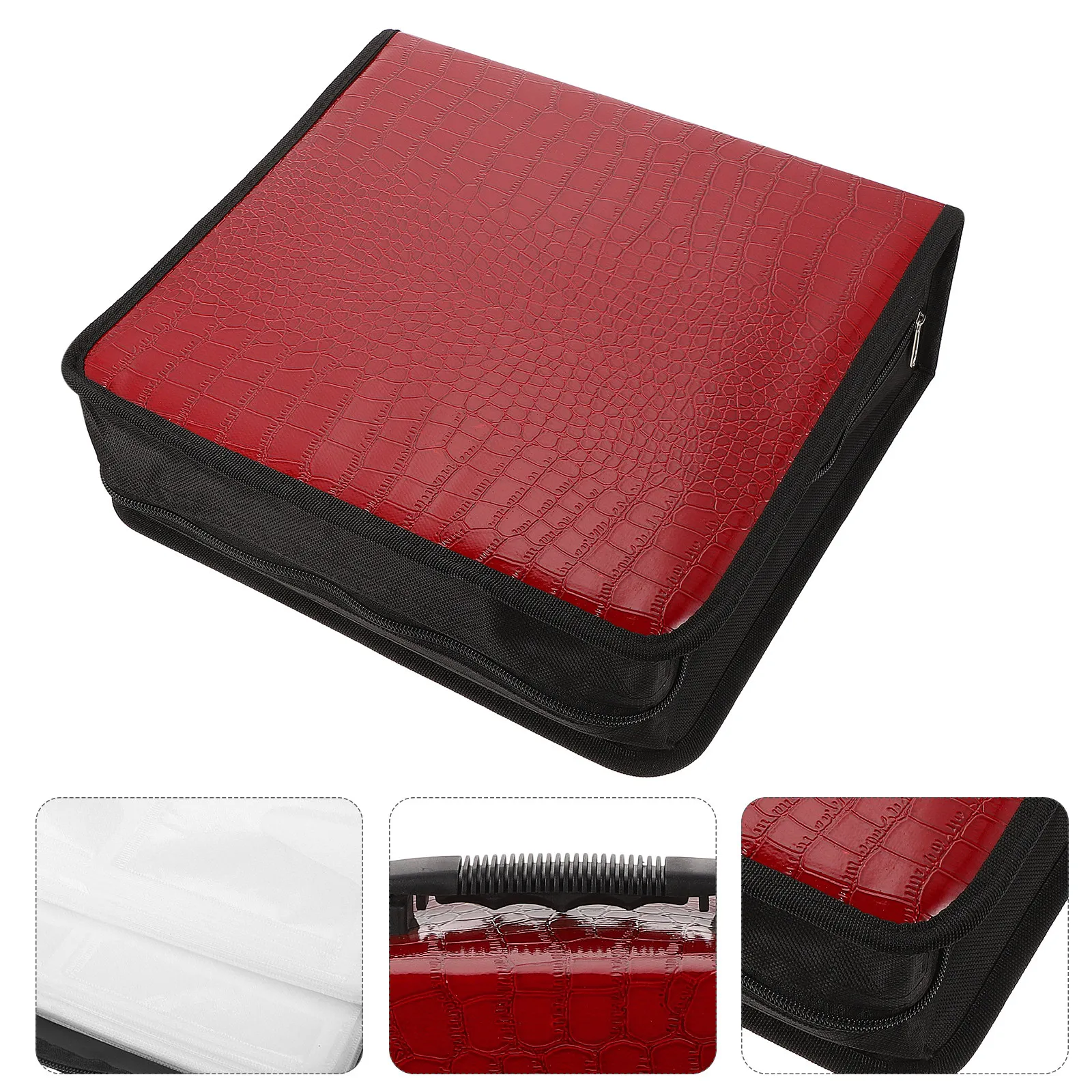 200Pieces Dvd Bag Cd Storage Pouch PU Zipper Closure Large Capacity Organizer for Car Home Use Wear Resistant Cd Bag