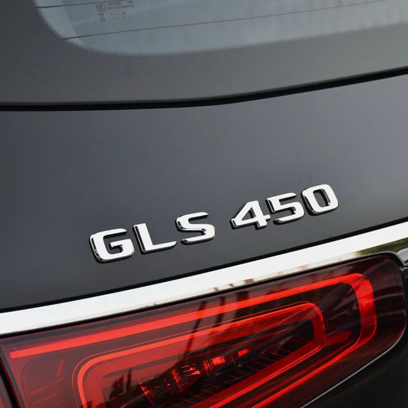 플랫 실버 3D ABS 엠블럼 배지, 후면 트렁크 자동차 로고 스티커, 메르세데스 벤츠 GLE450 GLS450 E300 C260 4MATIC 자동차 액세서리