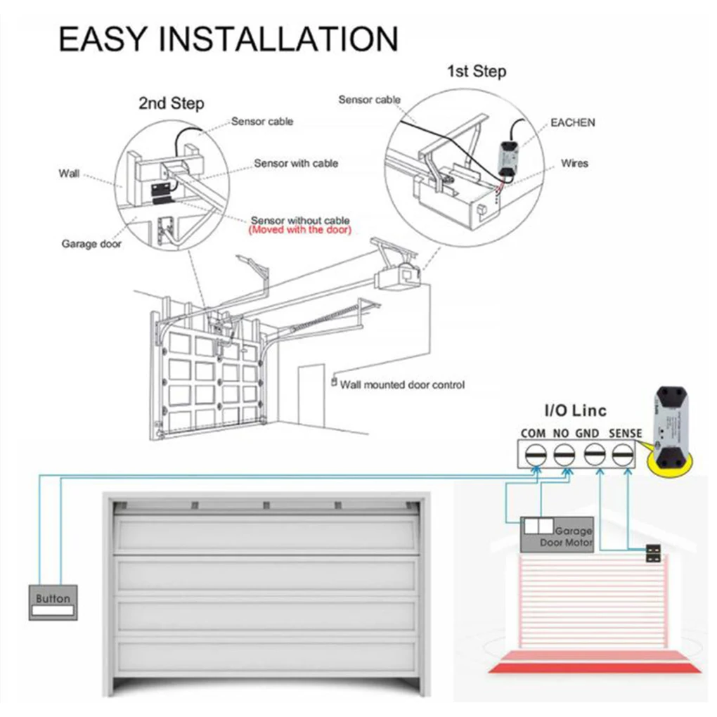 WiFi Switch Smart Garage Door Opener Controller Work With Alexa Echo Google Home SmartLife/Tuya APP Control No Hub Require