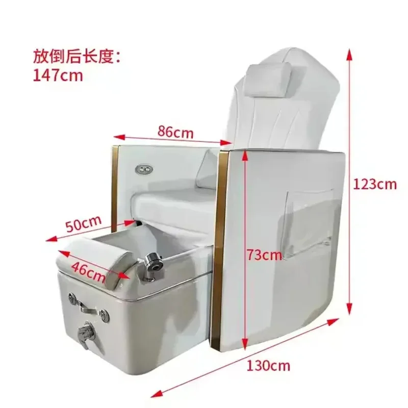 Modern Reclining Multifunctional Nail Salon Spa Electric Massage Portable Pedicure Manicure Chair No Plumbing with Bowl