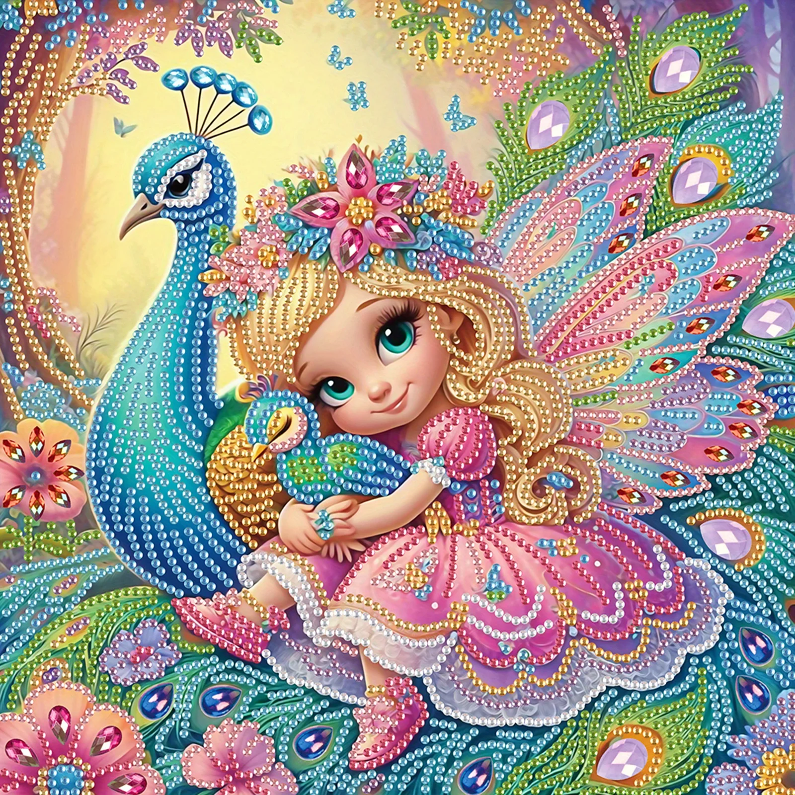 DIY Girl and Peacock 5D Special Shape Diamond Art Kits for Beginners,Diamond Art Painting Kits for Home Wall Decoration Gift