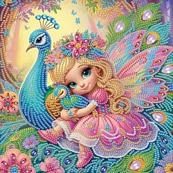 DIY Girl and Peacock 5D Special Shape Diamond Art Kits for Beginners,Diamond Art Painting Kits for Home Wall Decoration Gift