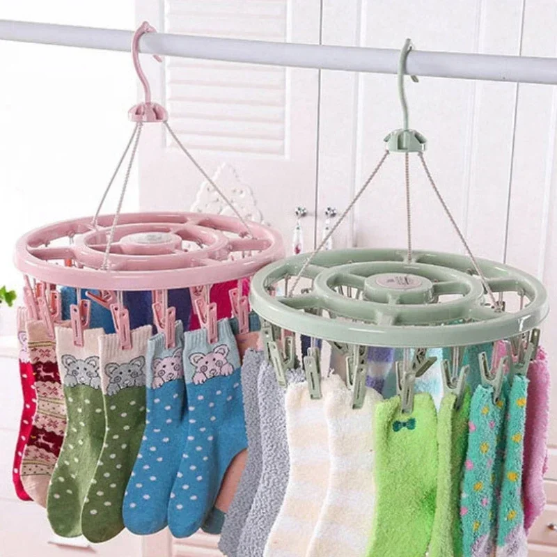 18/24 Clips Clothes Hanger Children Adults Clothes Dryer Windproof Socks Underwear Plastic Drying Rack Clothes Hanger