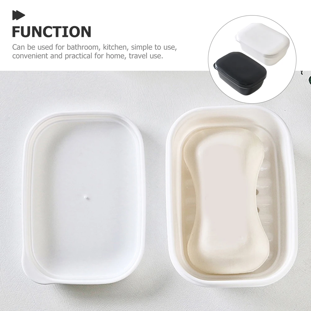 

2 pcs Plastic Soap Box with Drain Lid Holder Container for Bathroom Kitchen Travel Bar Soap Dish Case Container Holders